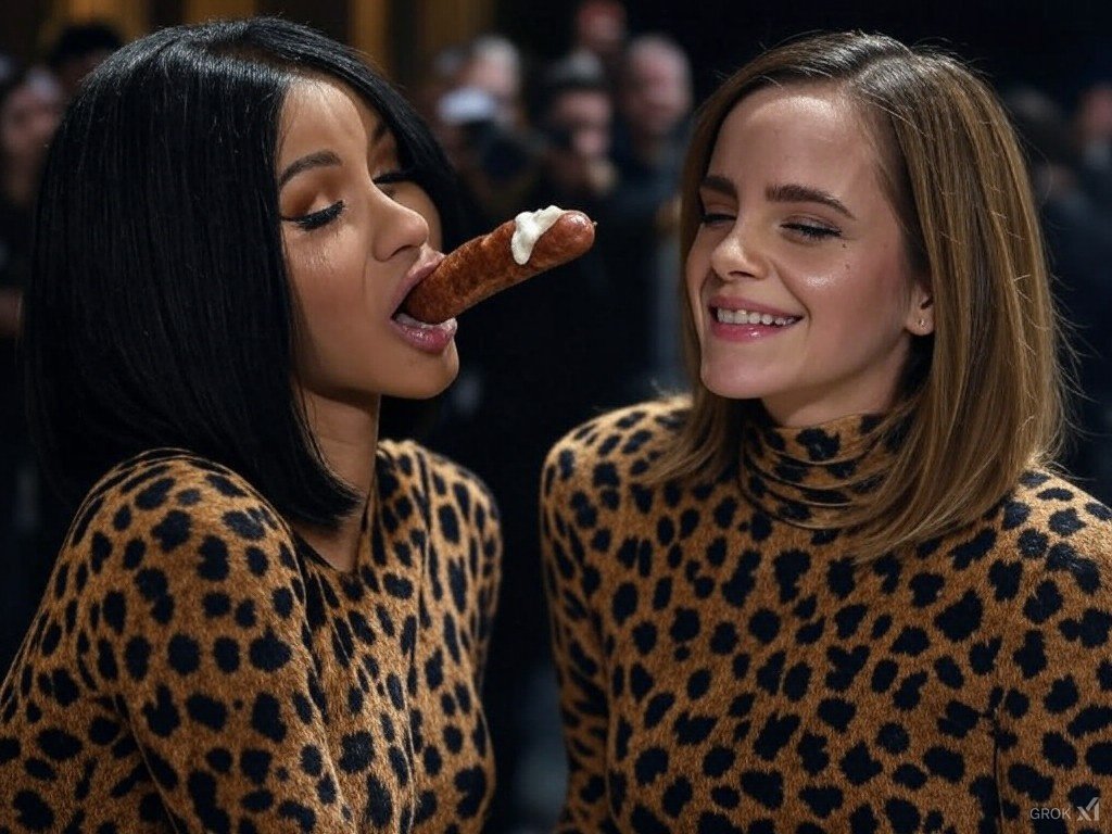 5diHNjKI Emma Watson and Cardi playing with sausages 30.jpg